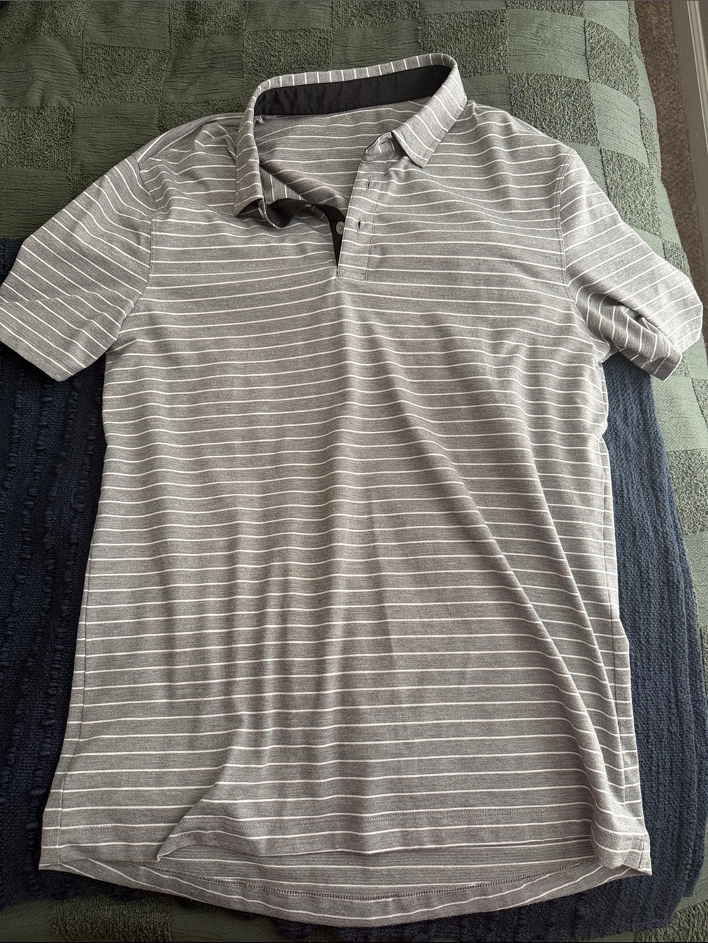 Men’s Lululemon Gray and White Striped Polo